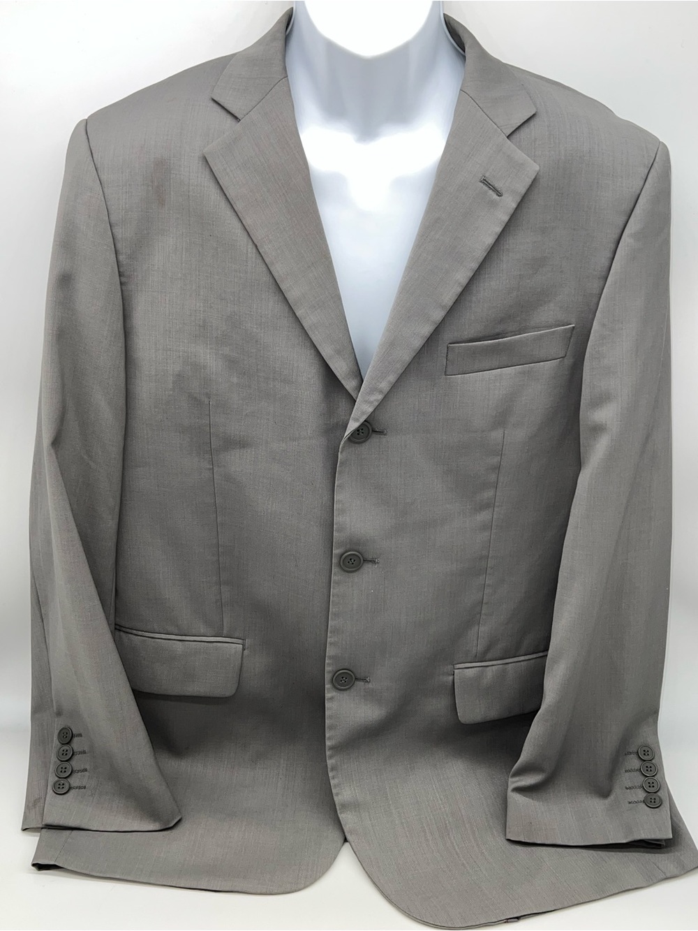 Giorgio Cosani Men's Light Gray Three-Button Tailored Suit Jacket-Size 40R